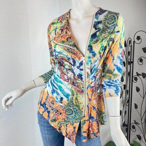 BOHO CHIC Zip Front Size Small Print Top